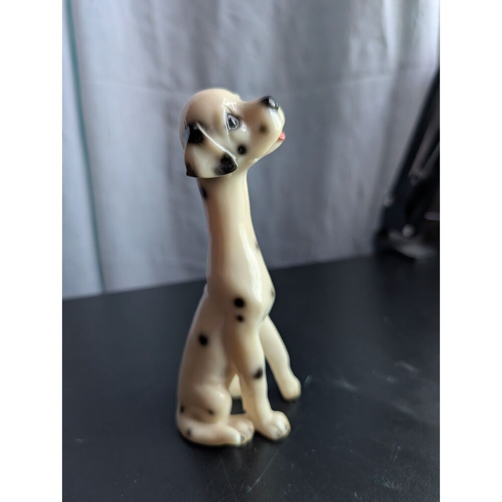 Vtg Mid Century Dalmatian Spotted Dog Figurine Retro Coquette Whimsical Decor